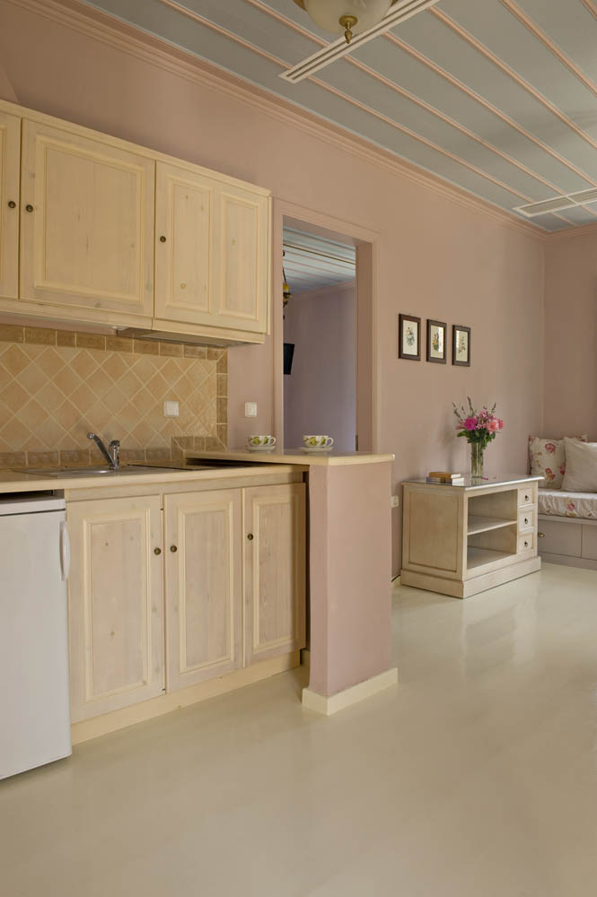 Spring suite kitchen and living room.
